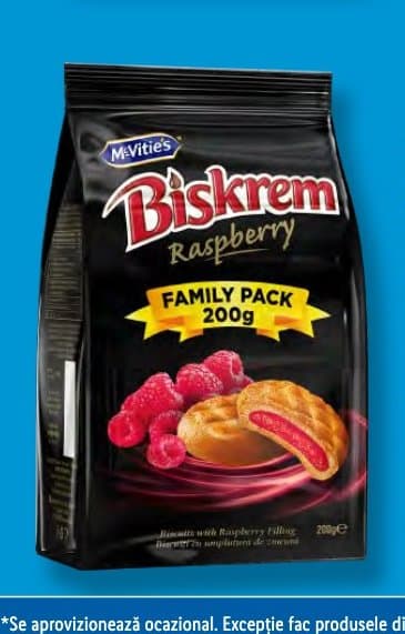Biskrem Biscuiți cu umplutură de zmeură
